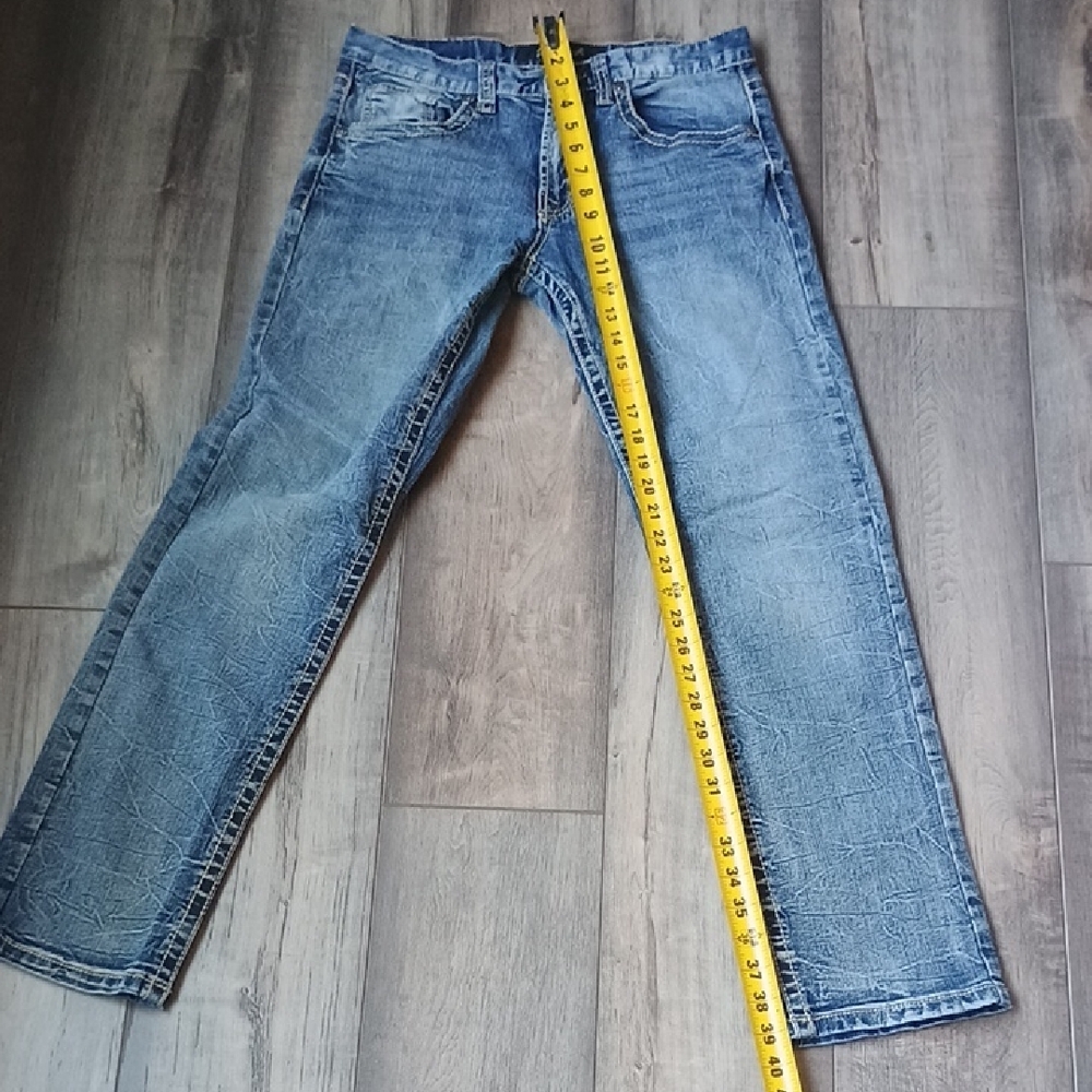 True Luck Jeans Classic Light Blue Men's Straight Jeans 30 X 32 - Picture 5 of 10